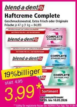 Norma Blend-a-dent Haftcreme Complete Angebot