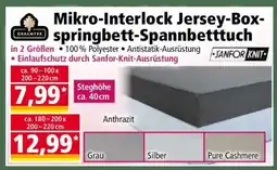 Norma Mikro-Interlock Jersey-Boxspringbett-Spannbetttuch Angebot