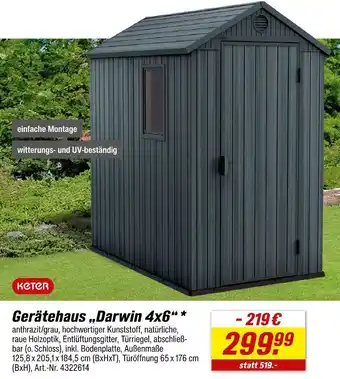 toom Baumarkt Keter gerätehaus darwin 4x6 Angebot