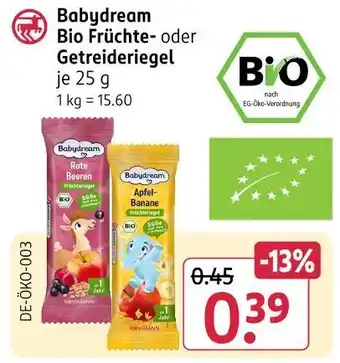 Rossmann Babydream bio früchte- oder getreideriegel Angebot