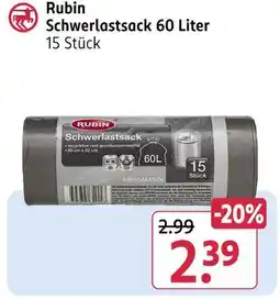 Rossmann Rubin schwerlastsack Angebot
