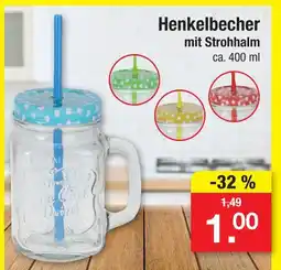 Zimmermann Henkelbecher mit strohhalm Angebot