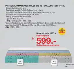 Möbelzentrum Pforzheim Kaltschaummatratze pulse 240 ks Angebot