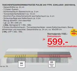 Möbelzentrum Pforzheim Taschenfederkernmatratze pulse 240 ttfk -exklusiv Angebot