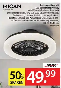 Zurbrüggen Mican deckenventilator mit led-beleuchtung perugia Angebot