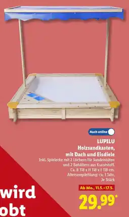 Lidl LUPILU Holzsandkasten, mit Dach und Eisdiele Angebot