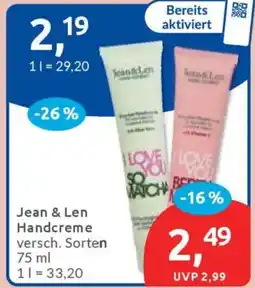 Budni Jean & Len Handcreme Angebot