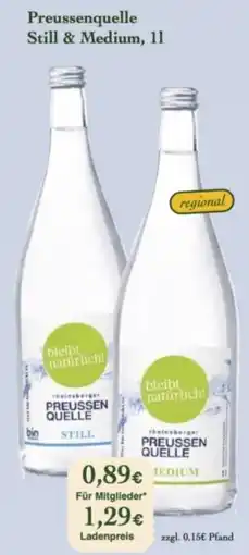 LPG Biomarkt Preussenquelle Still & Medium Angebot