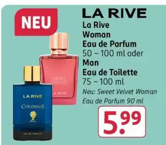 Rossmann La Rive Woman Eau de Parfum 50 – 100 ml oder Man Eau de Toilette 75 – 100 ml Angebot