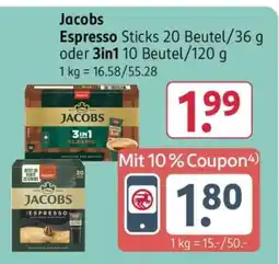 Rossmann Jacobs Espresso Sticks 20 Beutel/36 g oder 3in1 10 Beutel/120 g Angebot