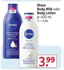 Rossmann Nivea Body Milk oder Body Lotion Angebot