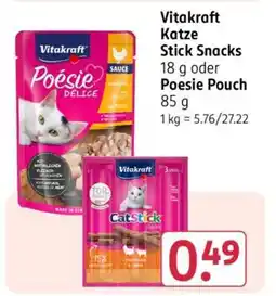 Rossmann Vitakraft Katze Stick Snacks 18 g oder Poesie Pouch 85 g Angebot