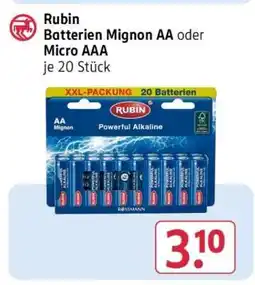 Rossmann Rubin Batterien Mignon AA oder Micro AAA Angebot