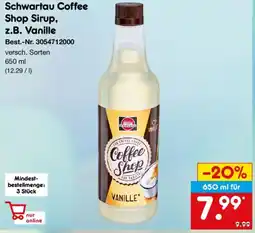 Netto Marken-Discount Schwartau Coffee Shop Sirup, z.B. Vanille Angebot