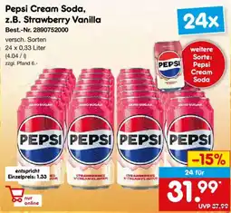 Netto Marken-Discount Pepsi Cream Soda, z.B. Strawberry Vanilla Angebot
