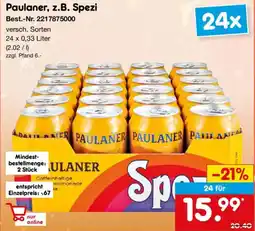 Netto Marken-Discount Paulaner, z.B. Spezi Angebot