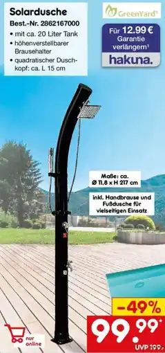 Netto Marken-Discount GreenYard Solardusche Angebot