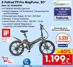 Netto Marken-Discount SACHSENRAD E-Faltrad F11 Pro MagPuma, 20" Angebot