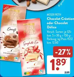 Aldi Süd MOSER ROTH Chocolat Création oder Chocolat Délice Angebot