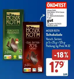Aldi Süd MOSER ROTH Schokolade Angebot