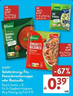 Aldi Süd KNORR Salatkrönung, Fix, Feinschmeckersuppe oder Basissoße Angebot