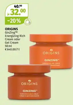 Müller Origins ginzing energizing rich cream oder gel cream Angebot