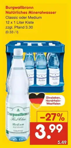 Netto Marken-Discount Burgwallbronn natürliches mineralwasser Angebot