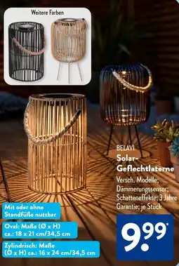 Aldi Süd BELAVI Solar- Geflechtlaterne Angebot