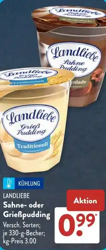 Aldi Süd LANDLIEBE Sahne- oder Grieẞpudding Angebot