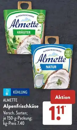Aldi Süd ALMETTE Alpenfrischkäse Angebot