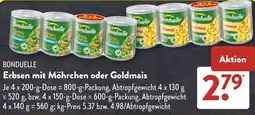 Aldi Süd BONDUELLE Erbsen mit Möhrchen oder Goldmais Angebot