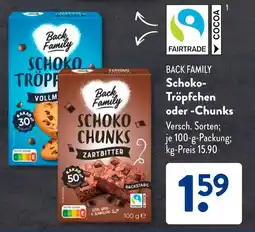 Aldi Süd BACK FAMILY Schoko- Tröpfchen oder -Chunks Angebot