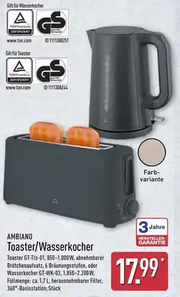 Aldi Nord AMBIANO Toaster/Wasserkocher Angebot