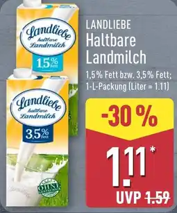 Aldi Nord LANDLIEBE Haltbare Landmilch Angebot
