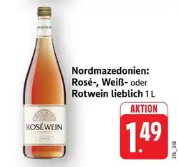 Edeka Nordmazedonien: Rosé-, Weiß- oder Rotwein lieblich 1 L Angebot