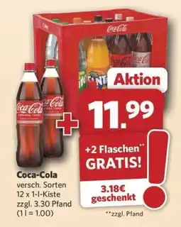 Combi Coca-Cola versch. Sorten 12 x 1-l-Kiste zzgl. 3.30 Pfand (1l = 1.00) Angebot