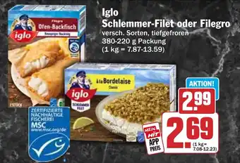 HIT Iglo Schlemmer-Filet oder Filegro Angebot