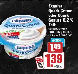 HIT Exquisa Quark Creme oder Quark Genuss 0,2% Fett Angebot