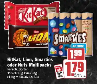 HIT KitKat, Lion, Smarties oder Nuts Multipacks Angebot