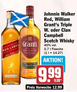 HIT Johnnie Walker Red, William Grant's Triple W. oder Clan Campbell Scotch Whisky Angebot