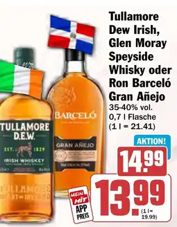 HIT Tullamore Dew Irish, Glen Moray Speyside Whisky oder Ron Barceló Gran Añejo Angebot