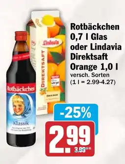 HIT Rotbäckchen oder Lindavia Direktsaft Orange Angebot