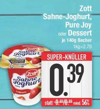 E-Center Zott Sahne-Joghurt, Pure Joy oder Dessert Angebot