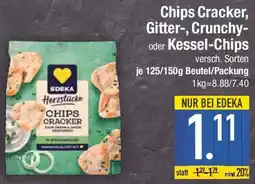 E-Center EDEKA Herzstücke Chips Cracker, Gitter-, Crunchy- oder Kessel-Chips Angebot