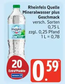 Edeka Rheinfels Quelle Mineralwasser plus Geschmack Angebot