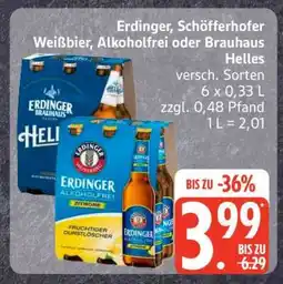 Edeka Erdinger, Schöfferhofer Weißbier, Alkoholfrei oder Brauhaus Helles Angebot