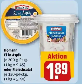 REWE Homann Ei in Aspik oder Fleischsalat Angebot