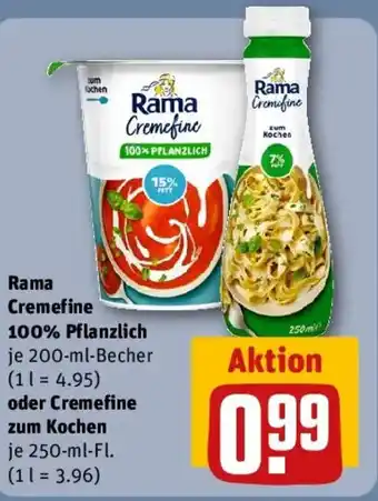 REWE Rama Cremefine 100% Pflanzlich oder Cremefine zum Kochen Angebot