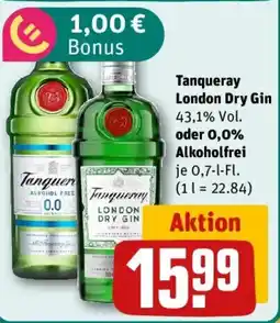 REWE Tanqueray London Dry Gin oder 0,0% Alkoholfrei Angebot