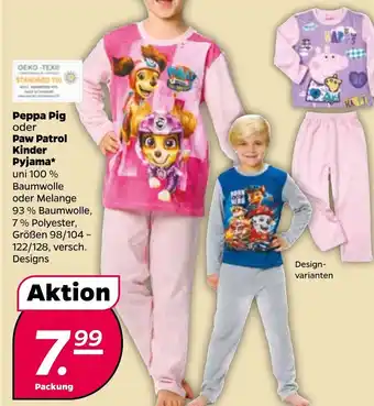 NETTO Peppa Pig oder Paw Patrol Kinder Pyjama Angebot